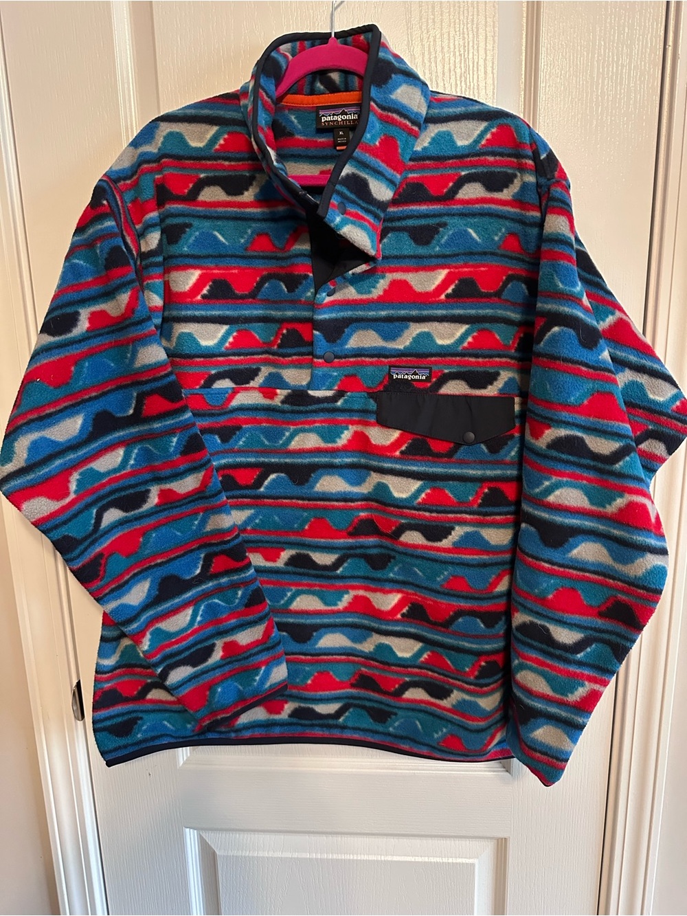 Patagonia Multicolor Synchilla Fleece Pullover - Blue, Red & Black Accents